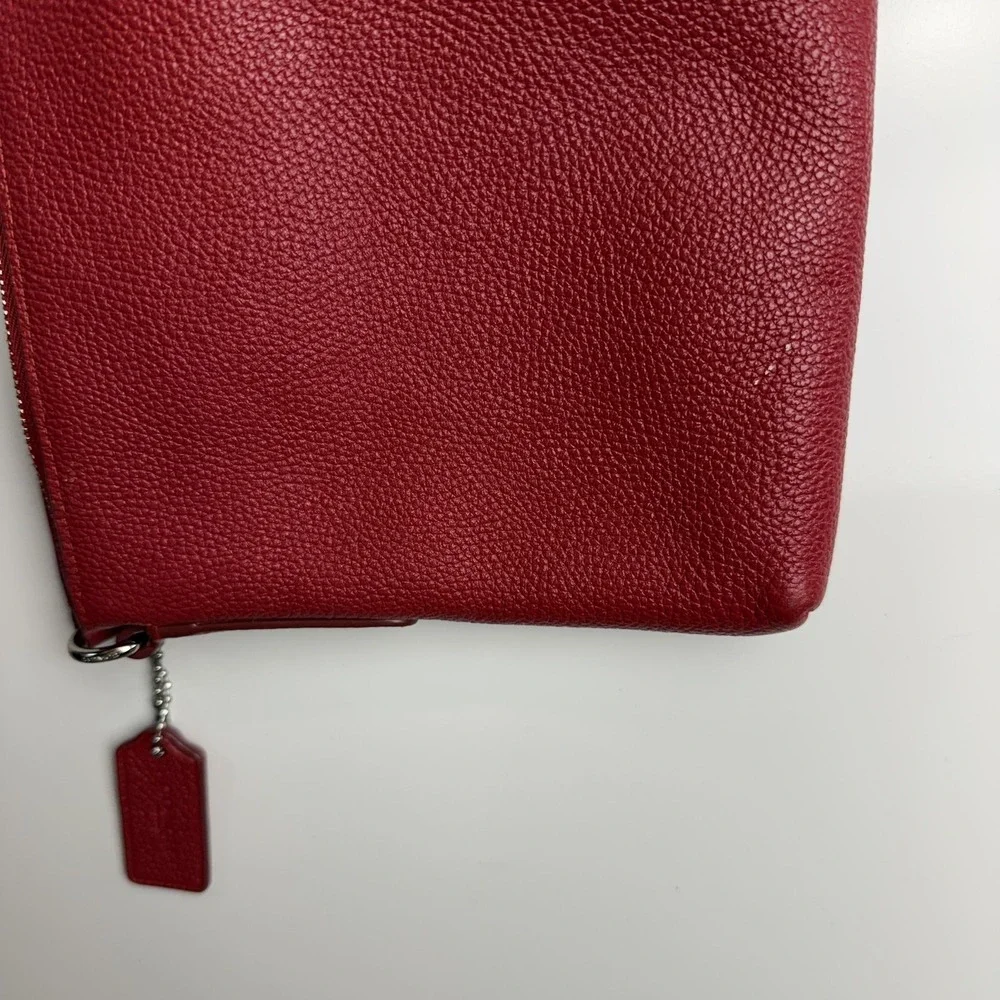 Coach Crossbody Bag Womens Small Red Pebbled Leather Zip Top Purse F54857